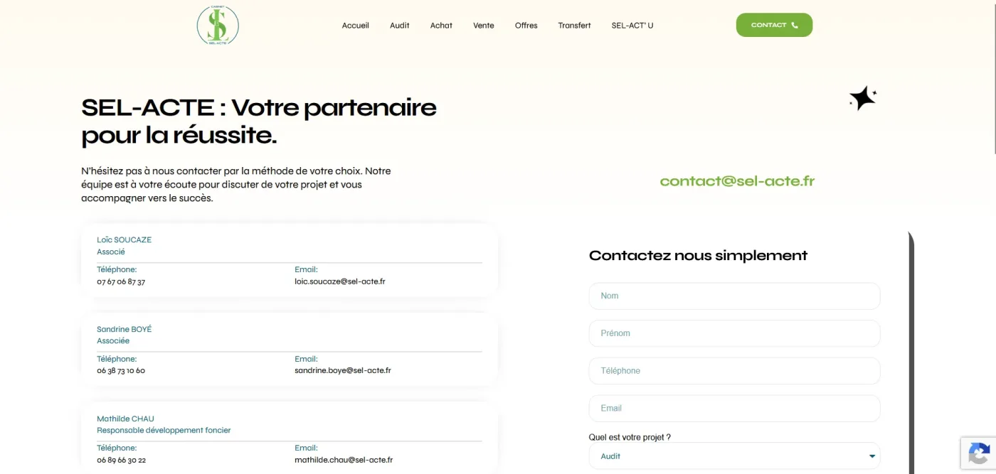Page contact et interlocuteurs du cabinet
